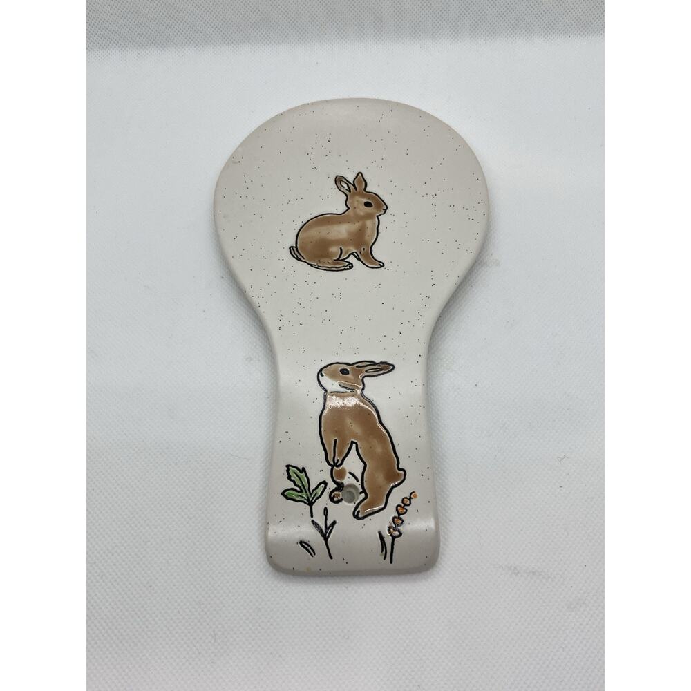 Eli + Ana Bunny Rabbit Pottery Art Spoon Rest